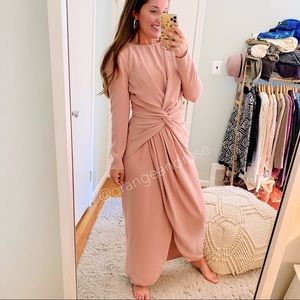 Dress the Population Pink Long Sleeve Maxi Dress M